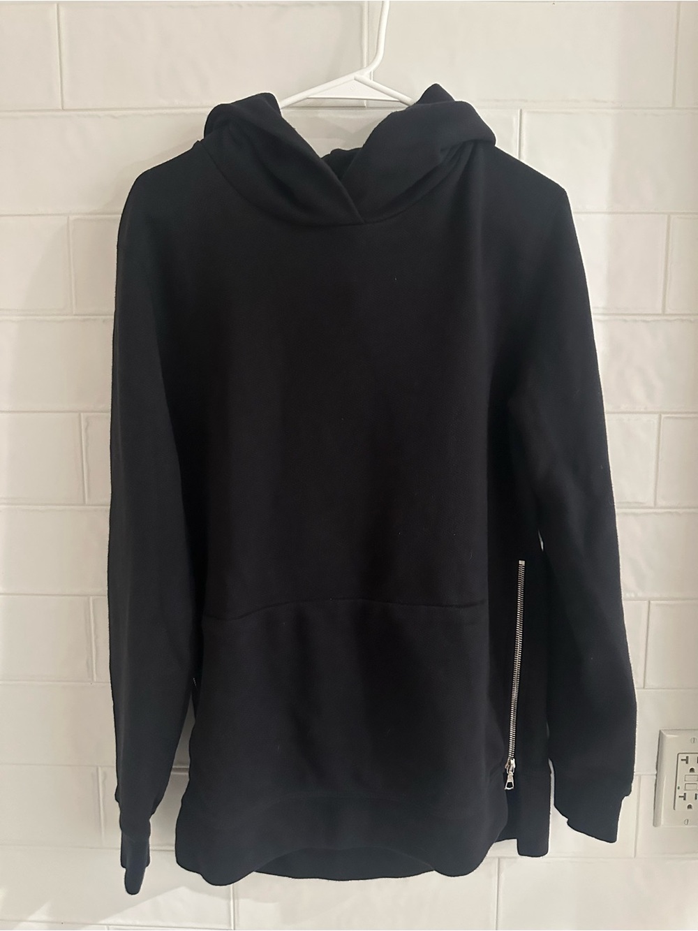 John Elliott Villain Hoodie Mens Size 2 Medium Black Side Zip Made in USA